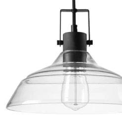 Sutton 1-Light Matte Black Plug-In Or Hardwire Pendant Light With Clear Glass Shade - Globe Electric