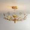 Vienna Full Spectrum Brielle Modern Ceiling Light Semi Flush Mount Fixture 18 1/2" Wide Brass Vine Leaf 4-Light Clear Crystal Glass For Bedroom House
