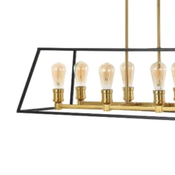 35" 8-Light Liane Farmhouse Industrial Iron Linear LED Pendant Black/Brass Gold - JONATHAN Y -Adesso Shop GUEST ec796841 64d1 431f 902d 77dc9a0dc315