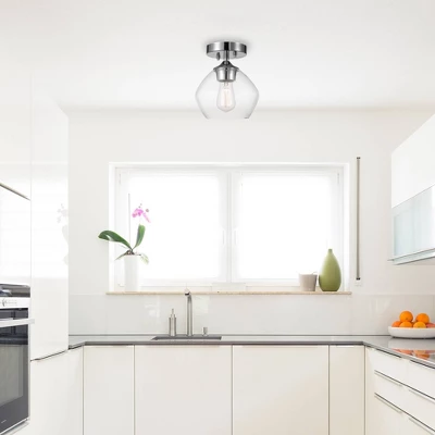 1 Light Harrow Semi Flush Mount Ceiling With Clear Glass Shade Chrome - Globe Electric 2 1 Light Harrow Semi Flush Mount Ceiling With Clear Glass Shade Chrome - Globe Electric - Image 2