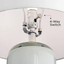 Possini Euro Design Modern Table Lamp With USB Charging Port And Nightlight LED 25" High Blue Art Glass White Shade For Bedroom Desk (Color May Vary) -Adesso Shop GUEST ecbfc282 7c8f 4e9d a69d a343b3107f18