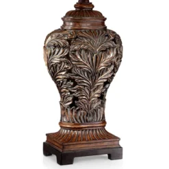 Barnes And Ivy Traditional Table Lamps 32.5" Tall Set Of 2 Bronze Curling Leaves Tan Rectangular Shade For Living Room Family Bedroom Bedside -Adesso Shop GUEST ee224f33 29eb 47e7 ba41 31a0fd113549