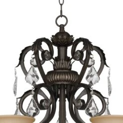 Kathy Ireland French Bronze Chandelier 31" Wide Rustic Crystal Amber Bell Glass 5-Light Fixture For Dining Room House Home Kitchen -Adesso Shop GUEST ee29b97c 30f0 466b 95a9 f91a411dcf27