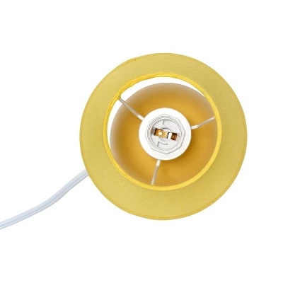 8.66" Petite Ceramic Orb Base Bedside Table Desk Lamp With Matching Tapered Drum Fabric Shade Yellow - Creekwood Home 2 8.66" Petite Ceramic Orb Base Bedside Table Desk Lamp With Matching Tapered Drum Fabric Shade Yellow - Creekwood Home - Image 2