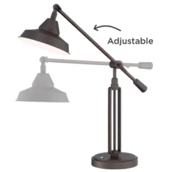 Franklin Iron Works Turnbuckle Rustic Farmhouse Desk Lamp 25" High Oil Rubbed Bronze With USB Charging Port LED Adjustable Metal Shade For Bedroom -Adesso Shop GUEST eeb8cdb9 7831 441d 9f5b 5f0c7ace69fd