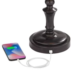 Regency Hill Traditional Desk Table Lamp Swing Arm With Hotel Style USB Charging Port 21.75" High Bronze Metal Faux Leather Bell Shade For Bedroom -Adesso Shop GUEST eec95266 777d 4edb 998b e07940118f6b