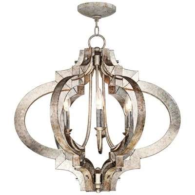 Possini Euro Design Ornament Aged Silver Gold Bronze Chandelier 23 1/4" Wide Industrial 6-Light Fixture For Dining Room Foyer Kitchen Island Entryway 7 Possini Euro Design Ornament Aged Silver Gold Bronze Chandelier 23 1/4" Wide Industrial 6-Light Fixture For Dining Room Foyer Kitchen Island Entryway - Image 7