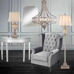 Vienna Full Spectrum Soft Silver Chandelier 24" Wide Crystal Glass 4-Light Fixture For Dining Room House Kitchen Bedroom -Adesso Shop GUEST ef9a4103 2b72 4b83 97e3 f98ae76085f6