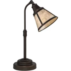 Regency Hill Rustic Farmhouse Desk Lamp 18 1/2" High With USB Dimmer Satin Bronze Metal Blond Mica Shade For Bedroom Living Room House Bedside Home -Adesso Shop GUEST efaa6ae2 371d 4f32 9947 84159aa30651