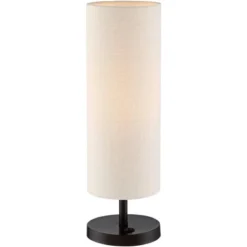 360 Lighting Heyburn Modern Accent Table Lamps 20" High Set Of 2 Bronze With USB And AC Power Outlet In Base Oatmeal Cylinder Shade For Bedroom Desk -Adesso Shop GUEST f1189276 6e52 4c63 a703 b617274caf0b