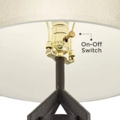 Franklin Iron Works Lucas Industrial Table Lamps Set Of 2 With Round Risers 27 1/2" Tall Bronze With USB Nightlight LED Oatmeal Drum Shade For Desk -Adesso Shop GUEST f132692c 13b1 4720 b580 70607e14f8a7