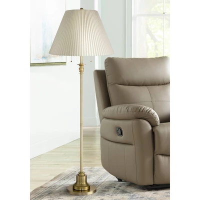 360 Lighting Spenser Retro Art Deco 58" Tall Floor Lamp Brushed Antique Brass Beige Fabric Pleated Empire Shade For Living Room Bedroom 1 360 Lighting Spenser Retro Art Deco 58" Tall Floor Lamp Brushed Antique Brass Beige Fabric Pleated Empire Shade For Living Room Bedroom
