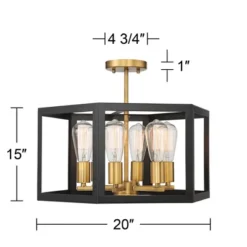 Possini Euro Design Beni Industrial Modern Farmhouse Ceiling Light Semi Flush Mount Fixture 20" Wide Antique Bronze Gold 6-Light For Bedroom Kitchen -Adesso Shop GUEST f2a3a383 5b8a 4c13 bc86 92ca1f31f72c