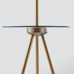 62.5" Axxin Contemporary Tripod Floor Lamp With Glass Table And Built-In USB Gold/White - Teamson Home -Adesso Shop GUEST f2a6d81c 97bb 4750 b41e 9c627ce130a3
