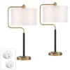 Possini Euro Design Carlyle Gold Black USB Desk Lamps Set Of 2 With Smart Socket
