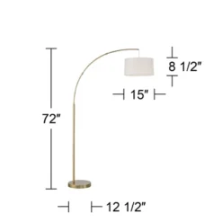 360 Lighting Cora Modern Arc Floor Lamp Standing 72" Tall Brass Metal White Linen Drum Shade Decor For Living Room Reading Bedroom Office House Home -Adesso Shop GUEST f30622a4 7f20 487f 843d c7873bd8ec4b