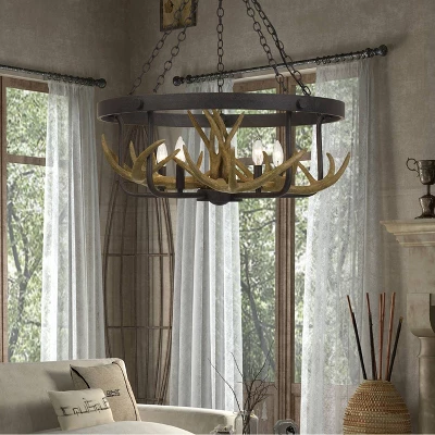 (26.75") 5 Light Metal Angelo Antler Chandelier Iron - Cal Lighting 1 (26.75") 5 Light Metal Angelo Antler Chandelier Iron - Cal Lighting