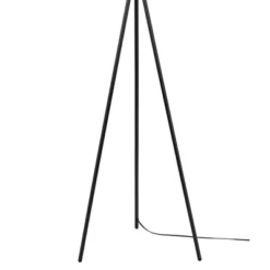 61.25" Metal Tripod Floor Lamp With Linen Shade Black/White - Cresswell Lighting