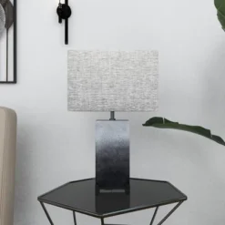 Polystone Table Lamp With Square Shade Gray - Olivia & May -Adesso Shop GUEST f4fef13f 3c25 4f9c ab81 cef6110a3362