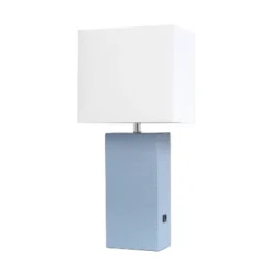 21" Lexington Leather Base Modern Home Decor Bedside Table Lamp With USB Charging Port And Fabric Shade - Lalia Home 38 21" Lexington Leather Base Modern Home Decor Bedside Table Lamp With USB Charging Port And Fabric Shade - Lalia Home -Adesso Shop GUEST f58ce6cb 91f2 472c a45f 8882a4f0c54d