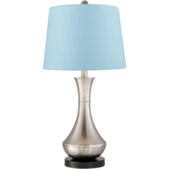 360 Lighting Simon Modern Table Lamps 25 1/2" High Set Of 2 Brushed Nickel With USB Charging Port Blue Hardback Drum Shade For Bedroom Nightstand Desk 5 360 Lighting Simon Modern Table Lamps 25 1/2" High Set Of 2 Brushed Nickel With USB Charging Port Blue Hardback Drum Shade For Bedroom Nightstand Desk -Adesso Shop GUEST f6c0fa35 25b2 4e6d b3de ee5ca6da183d