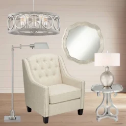 Franklin Iron Works Salima Brushed Nickel Gray Pendant Chandelier 21 1/4" Wide Farmhouse Rustic LED 5-Light Fixture For Dining Room Kitchen Island -Adesso Shop GUEST f6c9d15d 021d 4a1e 8572 655819e1ba75