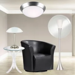 360 Lighting Deco Modern Accent Table Lamp 17" High Brushed Steel Touch On Off White Glass Dome Shade For Bedroom Bedside Nightstand Office Family -Adesso Shop GUEST f764664f 03db 494f 90b2 6765c21e3570