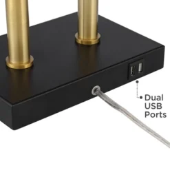 Possini Euro Design Keegan Modern Desk Lamp 24" High Warm Brass With Dual USB Charging Ports LED Adjustable Black Shade For Bedroom Living Room Desk -Adesso Shop GUEST f7c5654c 2ff0 4368 9784 4f28f7aa76ef