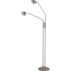 360 Lighting Casper Traditional Pharmacy Floor Lamp 63" Tall Brushed Nickel 2-Light LED Adjustable Arm Swivel Head For Living Room Bedroom -Adesso Shop GUEST f82a98dc 4c2c 4fd5 bbb8 103d49db8c2c