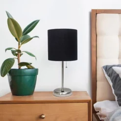 19.5" Bedside USB Port Feature Metal Table Desk Lamp Brushed Steel With Black Fabric Shade - Creekwood Home -Adesso Shop GUEST f95c8cbd e583 4f42 ba6a 5d82fea0ce4f