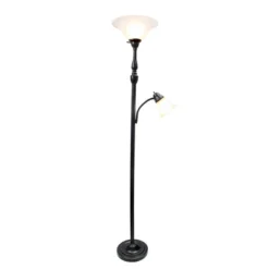 2 Light Restoration Mother Daughter Floor Lamp With Marble Glass Bronze - Elegant Designs