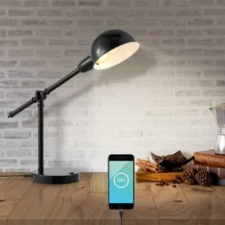 20.25" Curtis Vintage Industrial Iron Adjustable Dome Shade Task Lamp With USB Charging Port (Includes LED Light Bulb) - JONATHAN Y 17 20.25" Curtis Vintage Industrial Iron Adjustable Dome Shade Task Lamp With USB Charging Port (Includes LED Light Bulb) - JONATHAN Y -Adesso Shop GUEST f9bb87b6 c7ee 47c3 9f9c 7cec3a382a55