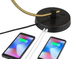 Possini Euro Design Modern Mid Century Desk Lamp 28 1/2" Tall Warm Gold Black With Dual USB Charging Ports For Bedroom Living Room Office Reading Home -Adesso Shop GUEST f9c47d67 9358 47c7 884e 9ac57a4ca8b4