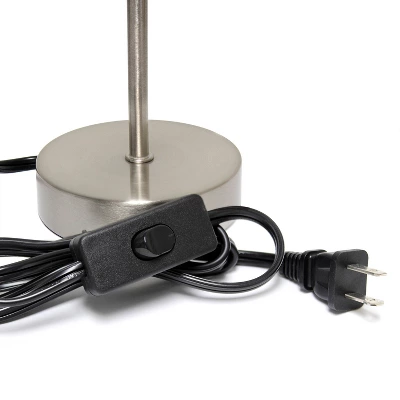 10.5" Petite Metal Stick Bedside Table Desk Lamp In Sand Nickel With Fabric Shade Red - Creekwood Home 3 10.5" Petite Metal Stick Bedside Table Desk Lamp In Sand Nickel With Fabric Shade Red - Creekwood Home - Image 3