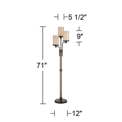 Franklin Iron Works Astoria Rustic Farmhouse Floor Lamp 71" Tall Bronze Faux Wood 3 Light Tree Tea Alabaster Glass For Living Room Bedroom Office Home 5 Franklin Iron Works Astoria Rustic Farmhouse Floor Lamp 71" Tall Bronze Faux Wood 3 Light Tree Tea Alabaster Glass For Living Room Bedroom Office Home - Image 5