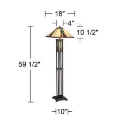 Robert Louis Tiffany Ranier Rustic Mission Floor Lamp 59 1/2" Tall Bronze With LED Nightlight Stained Art Glass Shade For Living Room Bedroom Office -Adesso Shop GUEST fa983aff 9bcf 4f15 ab8b a83b6863b8bc