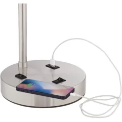 360 Lighting Colby Modern Desk Lamps 21" High Set Of 2 Brushed Nickel With USB And AC Power Outlet In Base White Linen Drum Shade For Bedroom Office 10 360 Lighting Colby Modern Desk Lamps 21" High Set Of 2 Brushed Nickel With USB And AC Power Outlet In Base White Linen Drum Shade For Bedroom Office -Adesso Shop GUEST fad606be 1699 4c79 95f7 0fb64c518c55