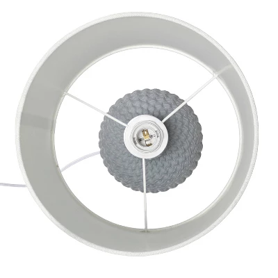 20.4" Traditional Ceramic Purled Texture Bedside Table Desk Lamp With White Fabric Drum Shade Gray - Simple Designs 4 20.4" Traditional Ceramic Purled Texture Bedside Table Desk Lamp With White Fabric Drum Shade Gray - Simple Designs - Image 4