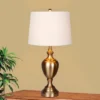 2pk Pedestal Base Metal Table Lamps In Plated Antique Gold/Brass - Fangio Lighting