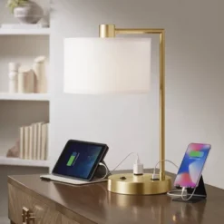 360 Lighting Colby Antique Gold Desk Lamps With Outlet And USB Port Set Of 2 -Adesso Shop GUEST fb9fc1fe 388f 44d7 825c 6da7e7393c29