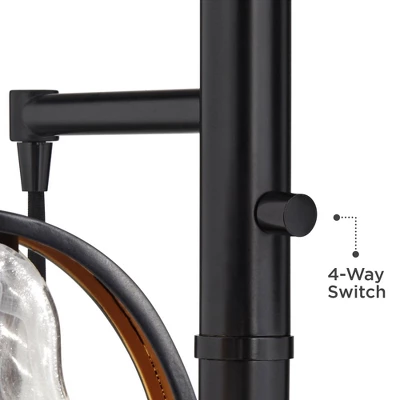 Uttermost Modern Industrial Floor Lamp 73 1/2" Tall Matte Black 3-Light Marbleized Glass Drop Shade For Living Room Reading Family Bedroom Office Home 3 Uttermost Modern Industrial Floor Lamp 73 1/2" Tall Matte Black 3-Light Marbleized Glass Drop Shade For Living Room Reading Family Bedroom Office Home - Image 3