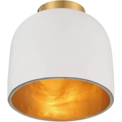 Possini Euro Design Merrick Modern Industrial Ceiling Light Flush Mount Fixture 9 1/4" Wide White Cement Gold For Bedroom Kitchen Living Room Hallway -Adesso Shop GUEST fbc4bc1b 4c28 4878 bb3e 12a42c5582f7
