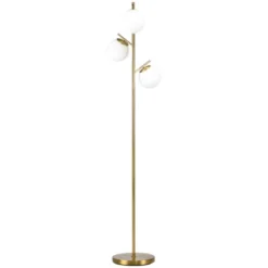 HOMCOM 3-Light Modern Floor Lamp For Living Room Bright Lighting, Tree Standing Lamp For Bedroom With Globe Lampshades, Gold -Adesso Shop GUEST fbdb5396 ae7d 46a2 ab0b 09e6813d63c0