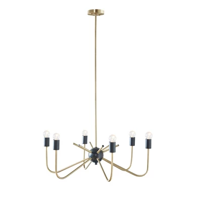 Alexis 6-Light Two-Tone Chandelier Antique Brass/Black - Hampton Hill 3 Alexis 6-Light Two-Tone Chandelier Antique Brass/Black - Hampton Hill - Image 3