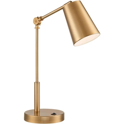 360 Lighting Industrial Modern Desk Lamp With USB And AC Power Outlet 23.5" High Antique Brass Metal For Living Room Bedroom House Bedside 8 360 Lighting Industrial Modern Desk Lamp With USB And AC Power Outlet 23.5" High Antique Brass Metal For Living Room Bedroom House Bedside - Image 8