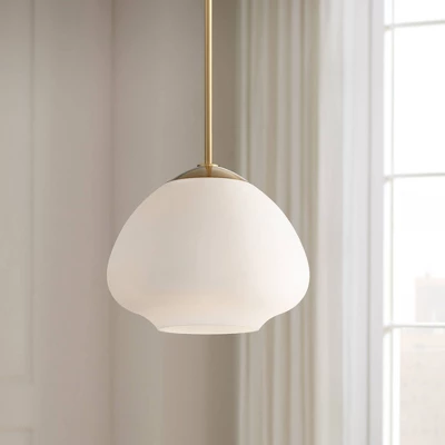 Possini Euro Design Orilla Brass Mini Pendant Light 11 3/4" Wide Mid Century Modern White Opal Glass Shade For Dining Room House Foyer Kitchen Island 1 Possini Euro Design Orilla Brass Mini Pendant Light 11 3/4" Wide Mid Century Modern White Opal Glass Shade For Dining Room House Foyer Kitchen Island