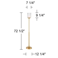 Possini Euro Design Kinsey Modern Torchiere Floor Lamp 72 1/2" Tall Brass Gold Metal Stone Pattern Crystal Glass Shade For Living Room Office House -Adesso Shop GUEST fda29f9f b935 4a52 bb71 40726af0bb7f