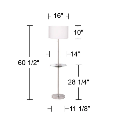 360 Lighting Caper Modern Floor Lamps With Tray Table 60 1/2" Tall Set Of 2 Brushed Nickel USB And Outlet Off White Fabric Drum Shade For Living Room 8 360 Lighting Caper Modern Floor Lamps With Tray Table 60 1/2" Tall Set Of 2 Brushed Nickel USB And Outlet Off White Fabric Drum Shade For Living Room - Image 8