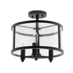 3-Light 13" Industrial Farmhouse Glass/Metallic Accented Semi-flushmount Ceiling Light - Lalia Home 26 3-Light 13" Industrial Farmhouse Glass/Metallic Accented Semi-flushmount Ceiling Light - Lalia Home -Adesso Shop GUEST fe148bb2 01ae 4527 afa3 ae13be47991e