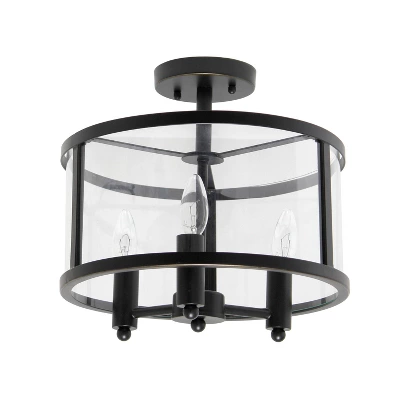 3-Light 13" Industrial Farmhouse Glass/Metallic Accented Semi-flushmount Ceiling Light - Lalia Home 12 3-Light 13" Industrial Farmhouse Glass/Metallic Accented Semi-flushmount Ceiling Light - Lalia Home - Image 12